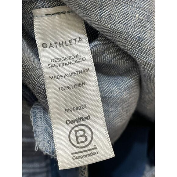 Athleta Cabo Women's 8P Blue Pant Linen Jogger Chambray Tapered Resort Travel - Picture 6 of 10